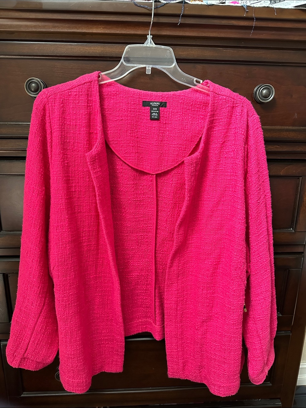 Alfani Open-Front Textured Jacket in Bright Pink